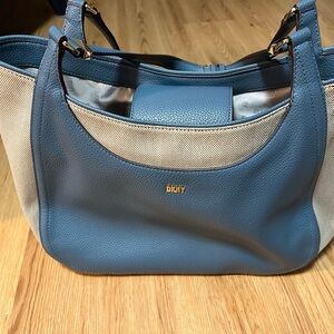 DKNY Stylish Blue and Cream Shoulder Bag